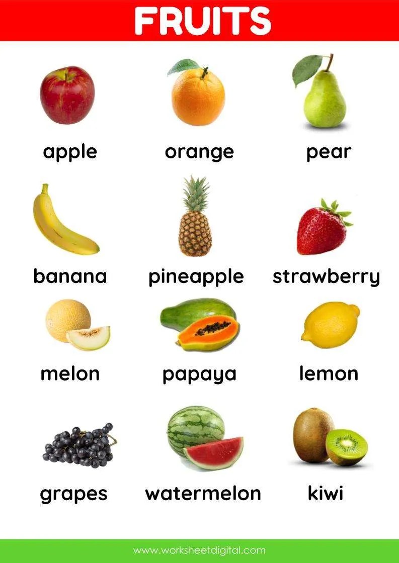 Fruit Poster Worksheet Digital