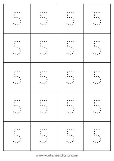 Tracing Number 5 - Worksheet Digital | #1 Teacher-Made Resources