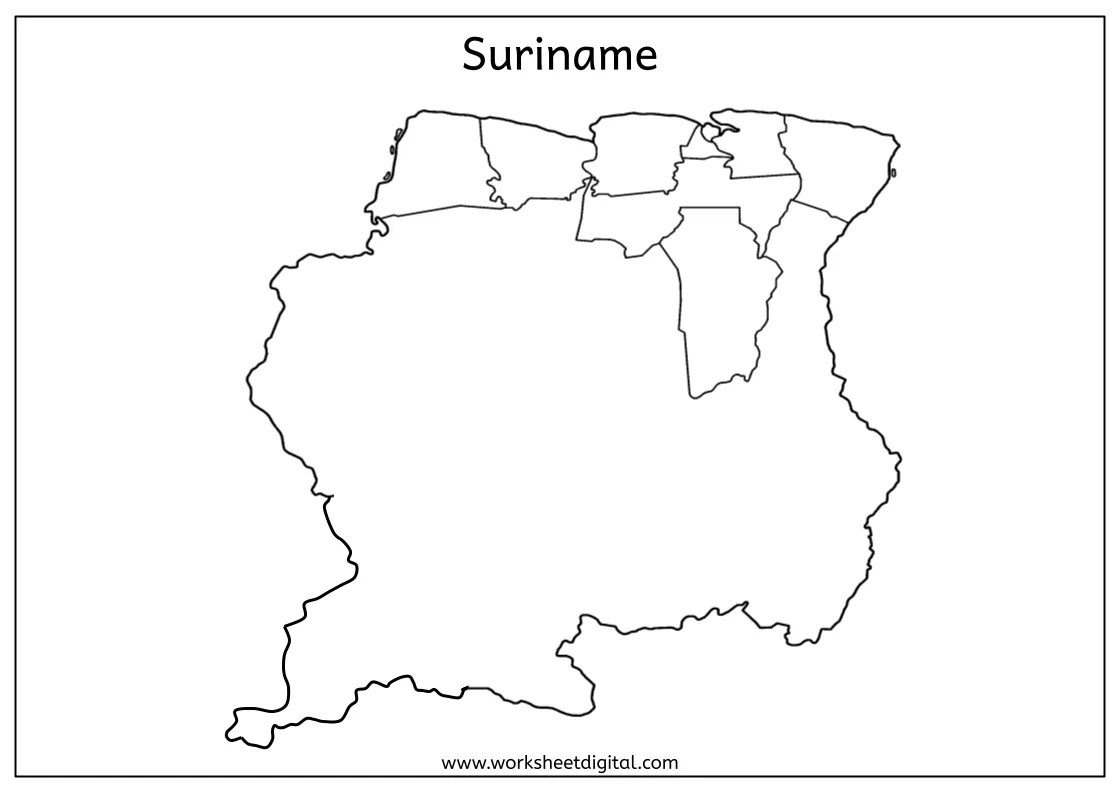 Suriname Map Worksheet Digital