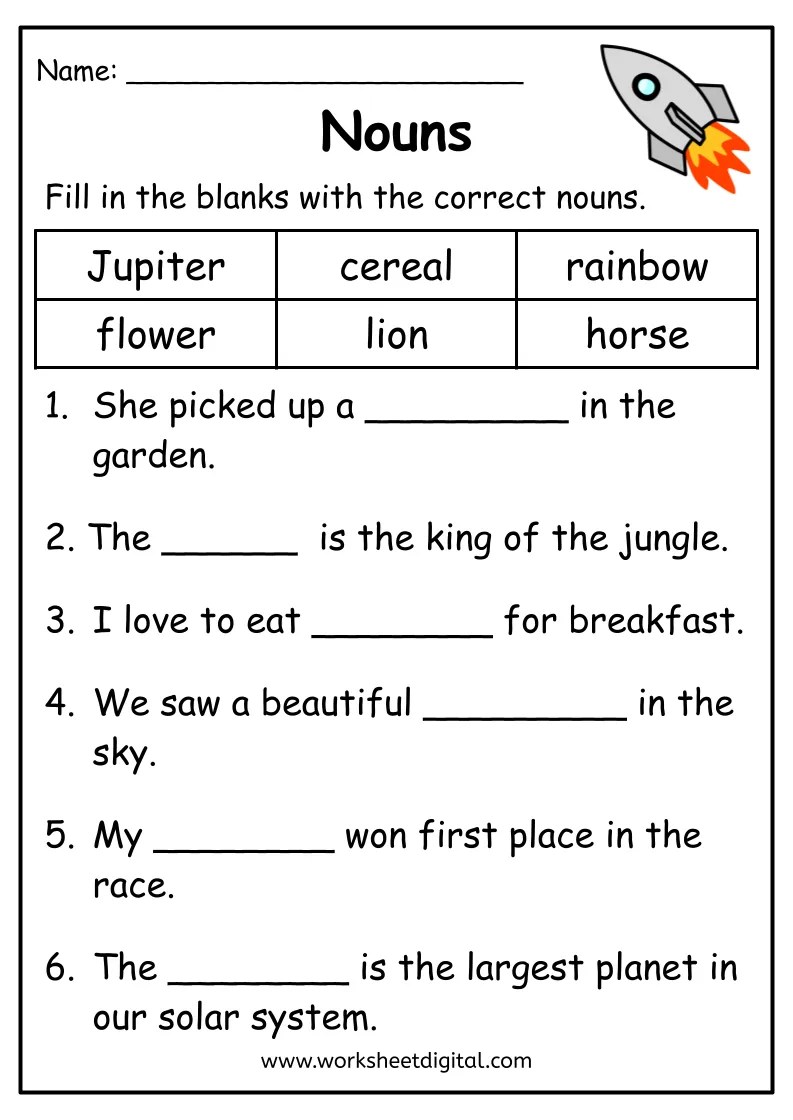 Nouns Worksheet Worksheet Digital