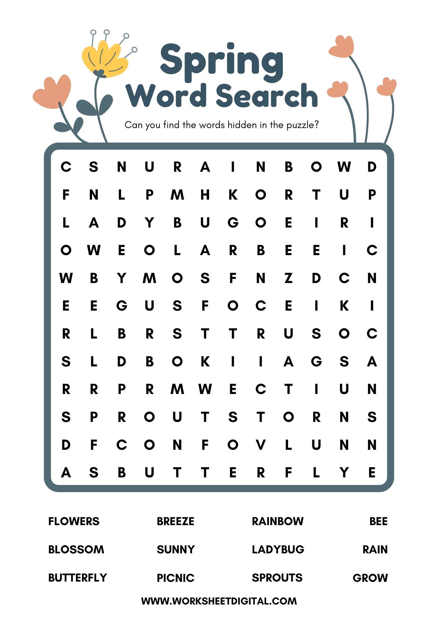 Spring Word Search - Worksheet Digital | #1 Teacher-Made Resources
