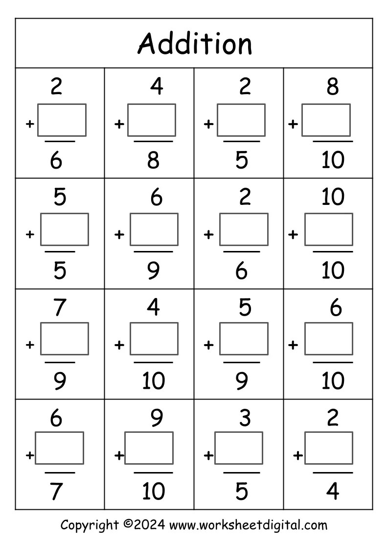 Kindergarten Math Adding And Subtracting Worksheets