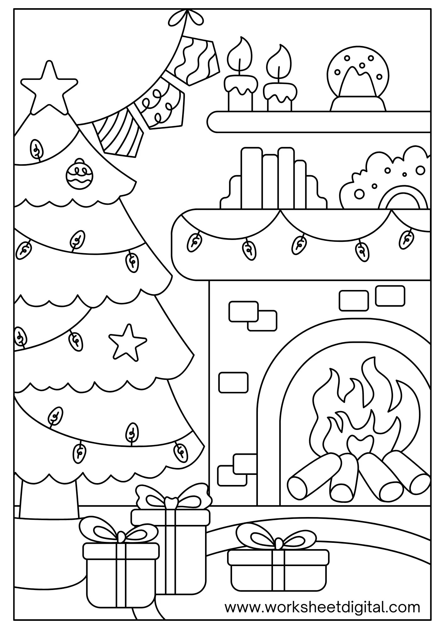 Christmas Coloring Page Worksheet Digital 1 TeacherMade Resources