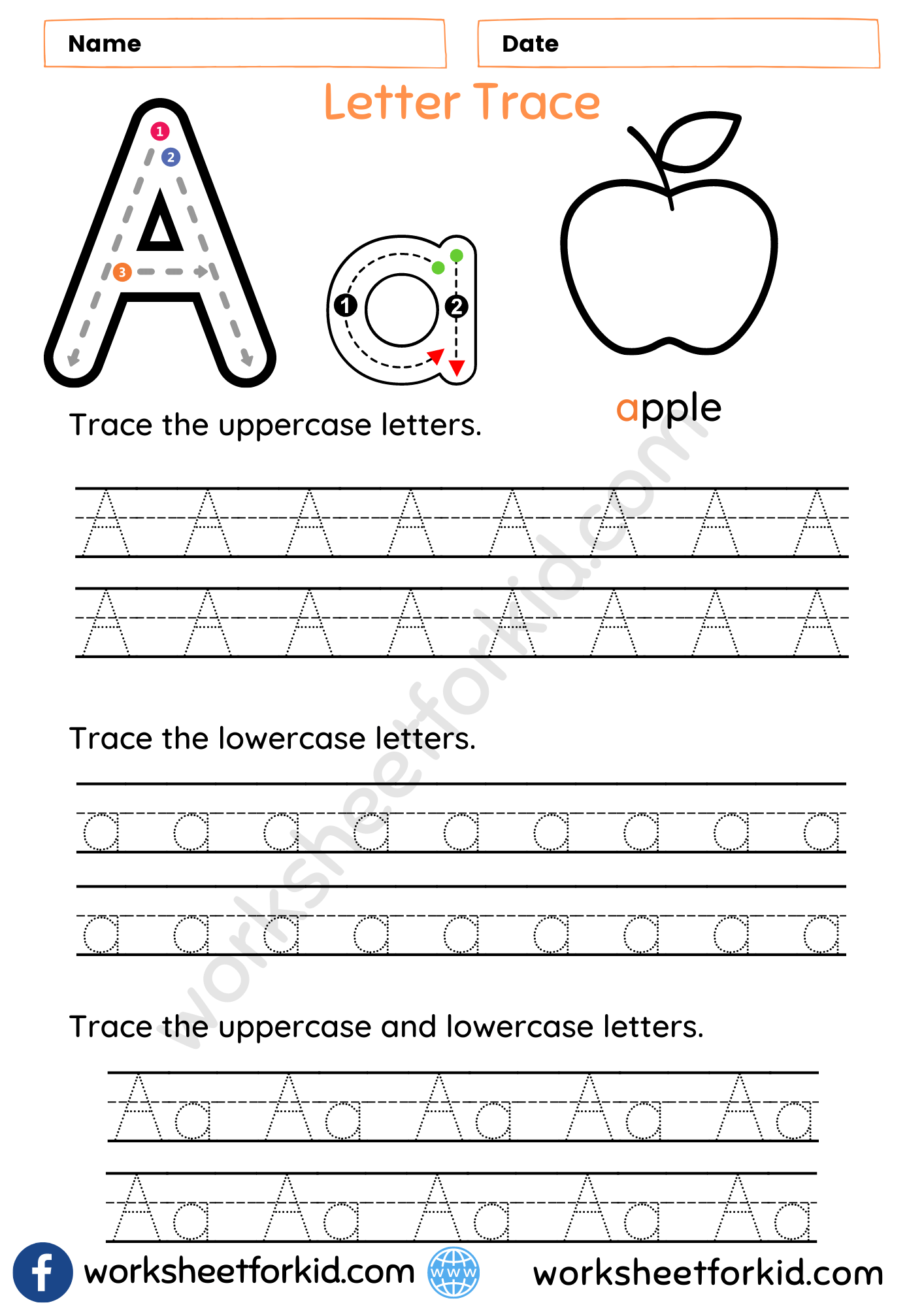 Letter Tracing Worksheets A - WorksheetForKid
