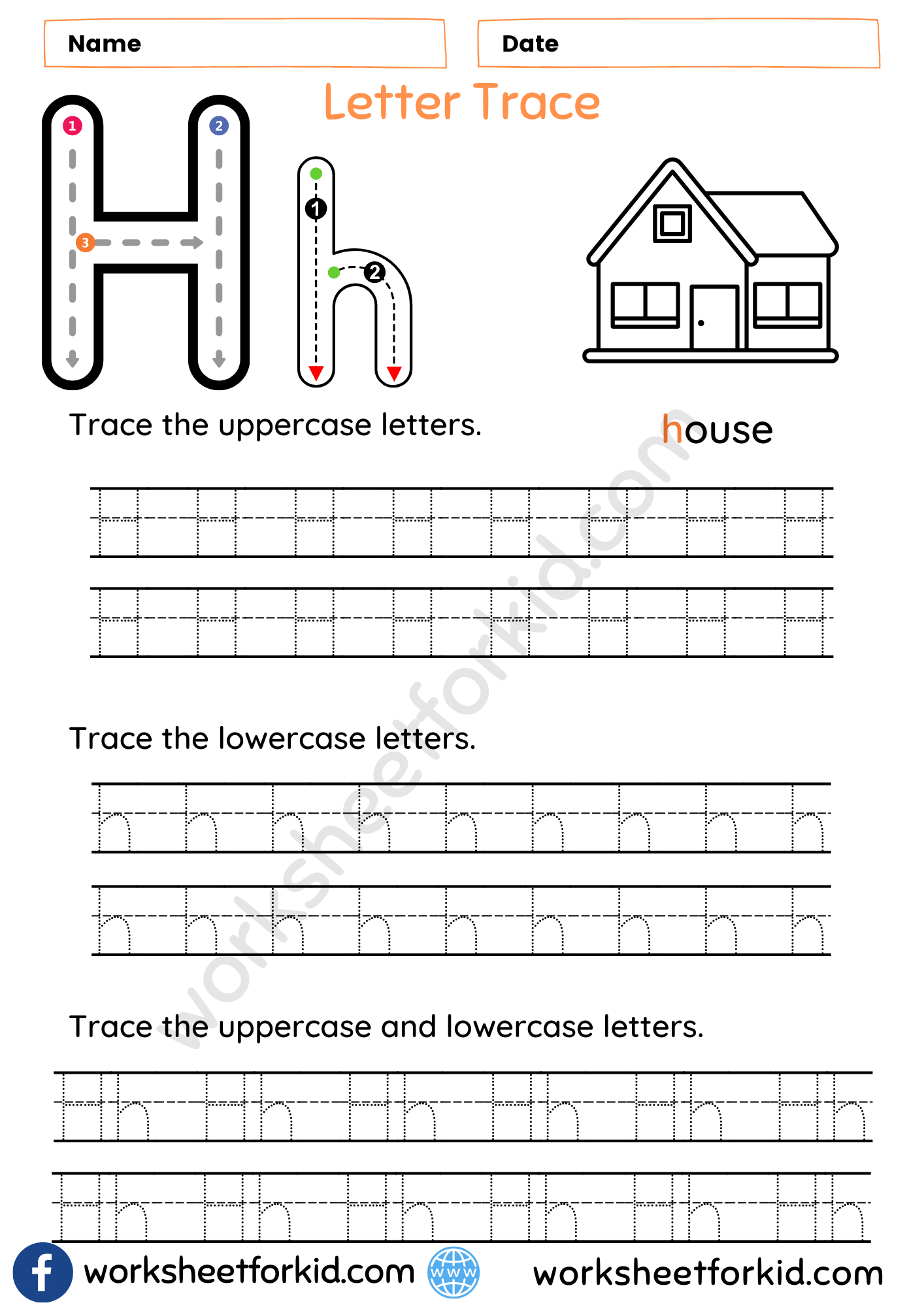 A to H Letters - WorksheetForKid