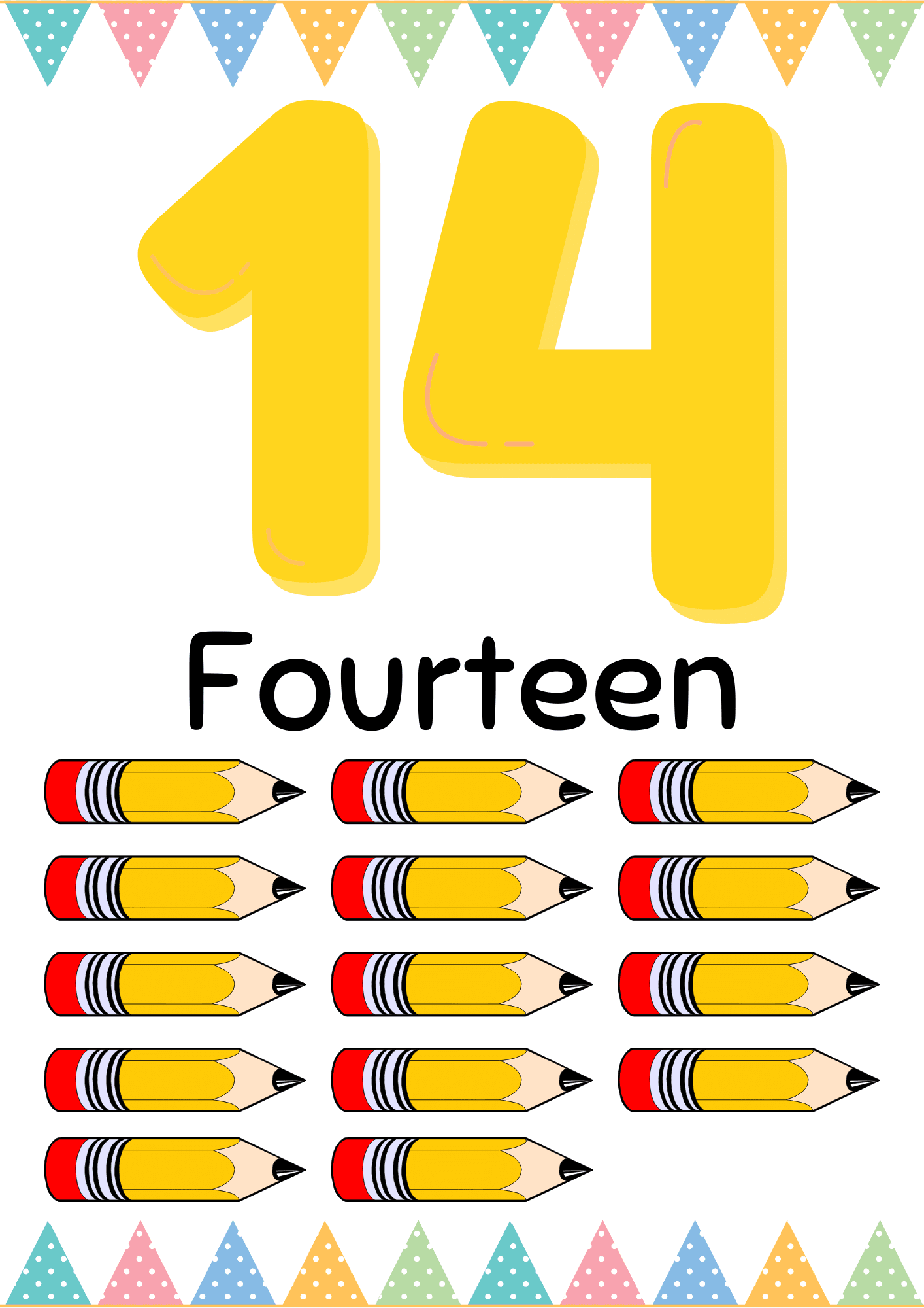 Free Number 14 Flashcard PDF Printable - WorksheetForKid