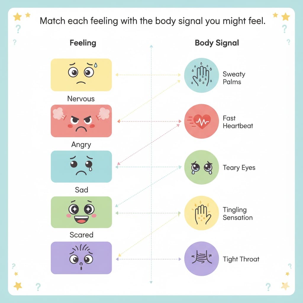 Feelings Chart with Body Signals Worksheet Download & Print Now!