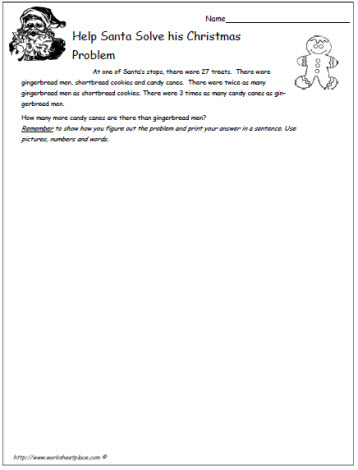 Santa's Treat Problem Worksheets