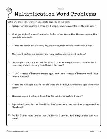 1 Digit Basic Word Problems 2 Worksheets