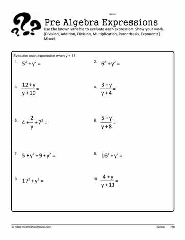 Simplify the Expressions Worksheets