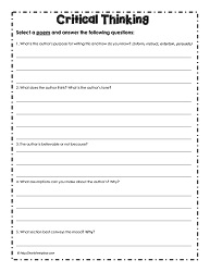 Story Response Worksheets