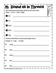 th Digraph Activities Worksheets