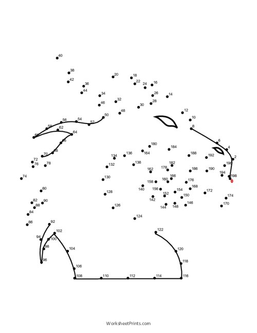 Printable Dragon Connect the Dots Dot to Dot Worksheet