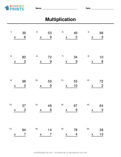 Multiplication Worksheet Generator