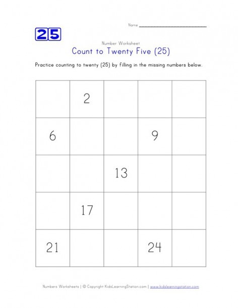 Counting 1 25 Worksheets