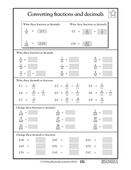 Decimals and fractions - Fraction and Decimal Worksheets for Year