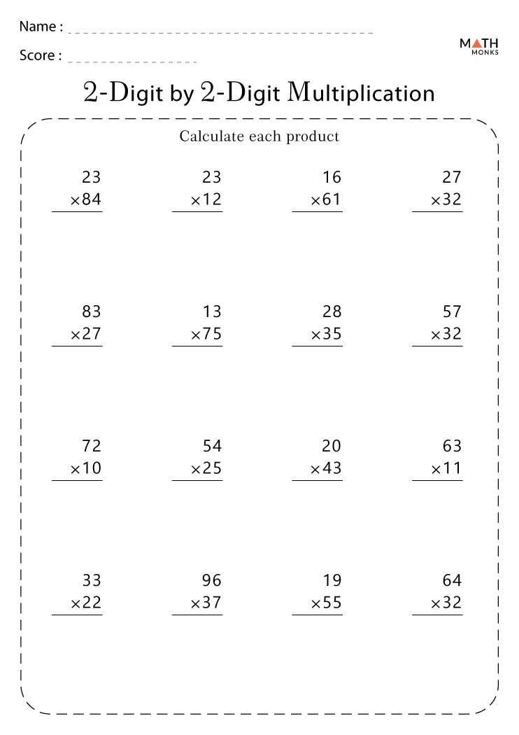 2 Digit Multiplication Worksheets 99Worksheets Worksheets Library