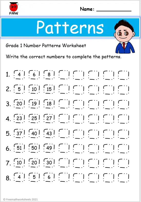 Grade 1 Pattern Worksheets Free Printables Math Worksheets