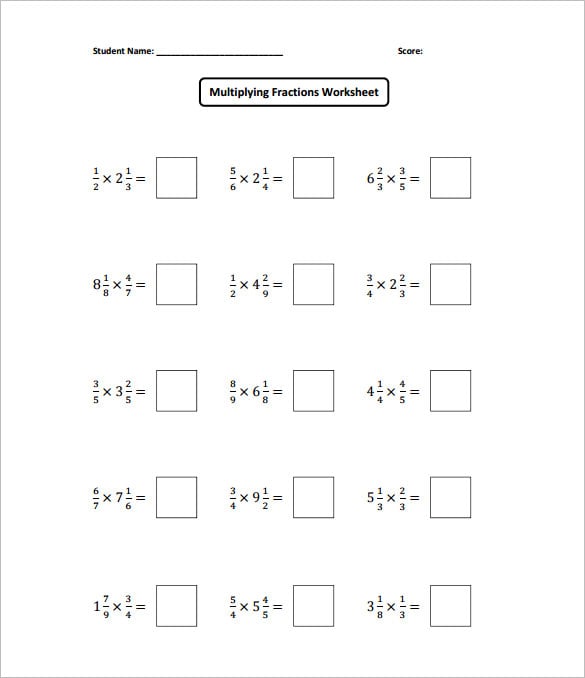 Multiplying Fractions for Grade 4 with Answer Key Exercise 3 Worksheets Library
