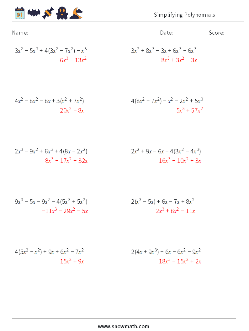 Simplify Polynomials worksheets: Master Algebraic Expressions with Ease
