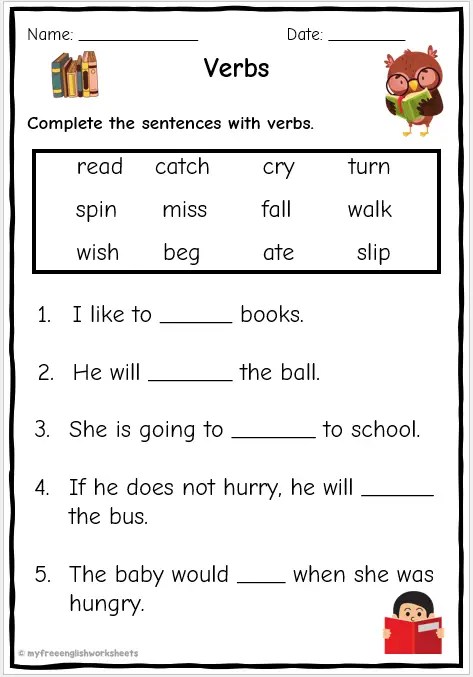 Grade 3 Verb Worksheets | Free Printables | Worksheets - Worksheets Library