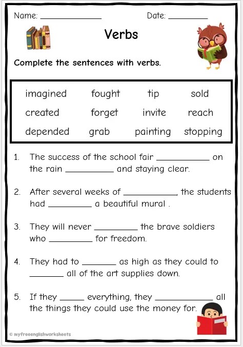 Fill in the Blanks Verb Worksheet - Have Fun Teaching - Worksheets Library