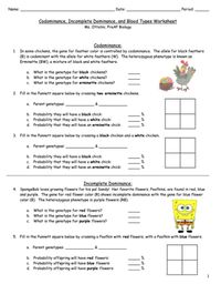 Incomplete and Codominance Doodle Diagrams - Worksheets Library