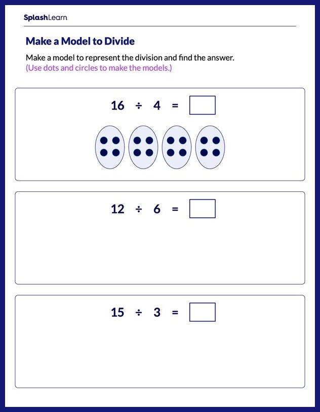 Division by Grouping Worksheets | Divide using Equal Groups