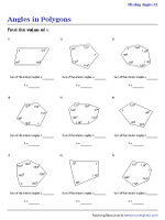 Interior Angles, Exterior Angles and the Sum | Polygon Worksheets