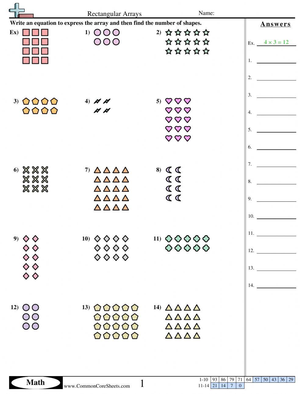 Free 3rd grade math array worksheet, Download Free 3rd grade math array