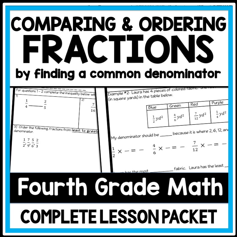 Comparing Fractions by Finding a Common Denominator, 4th Grade