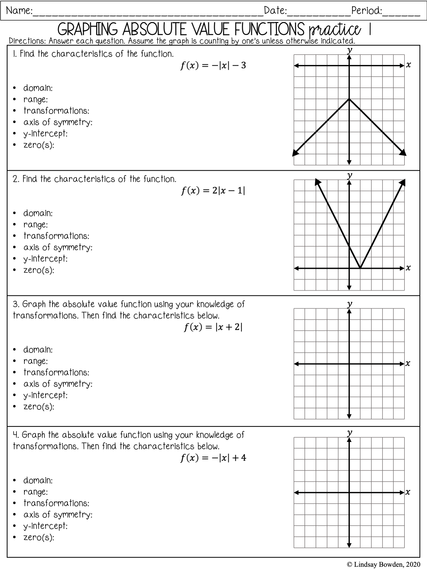 Absolute Value Transformation classwork.docx - 2.5/2.6 - Worksheets