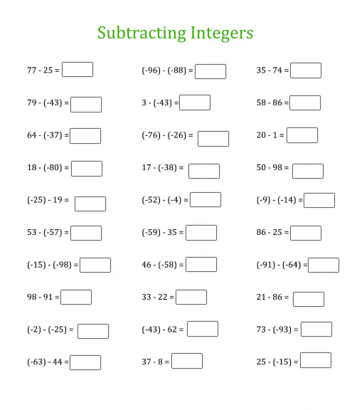 9 Adding and Subtracting Integers Worksheets to Teach with