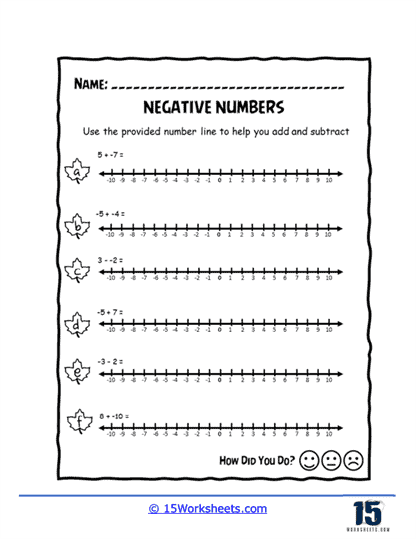Free adding and subtracting negative numbers worksheet with answers