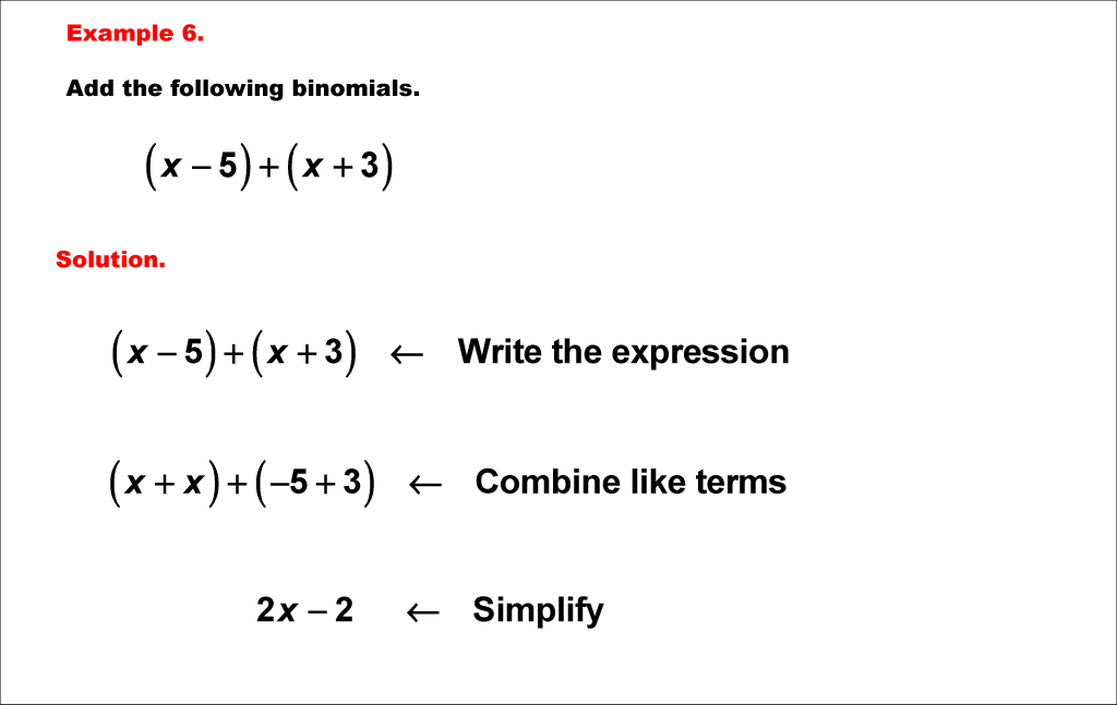 Math Example--Polynomial Concepts--Adding and Subtracting
