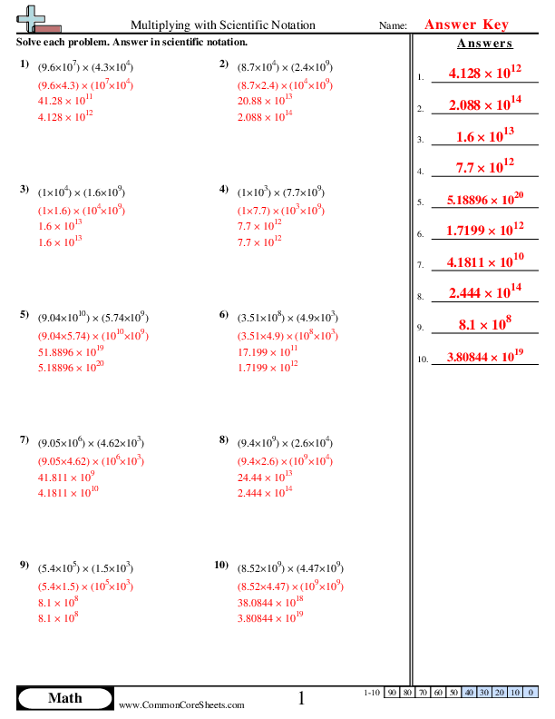 Multiplying with Scientific Notation Worksheet Download - Worksheets