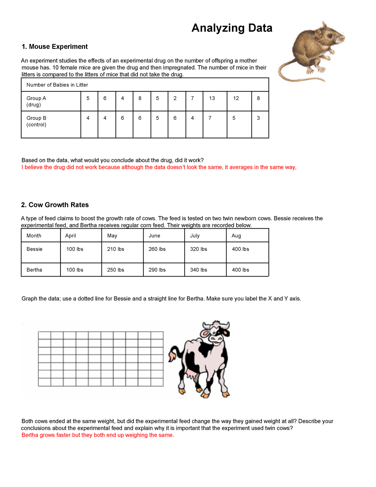 Analyzing Data - Analyzing Data Mouse Experiment An experiment