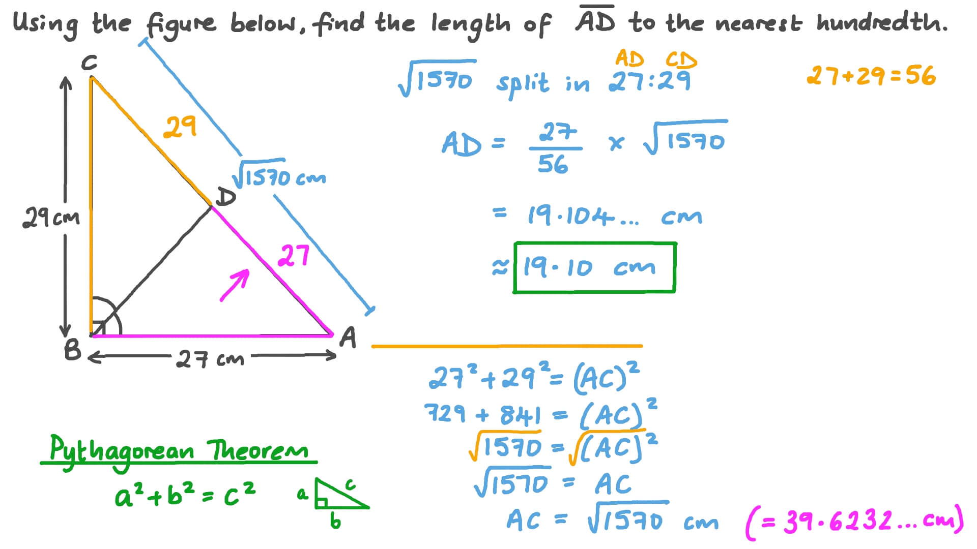 Finding the Side Length of a Triangle Using the Angle Bisector Theorem