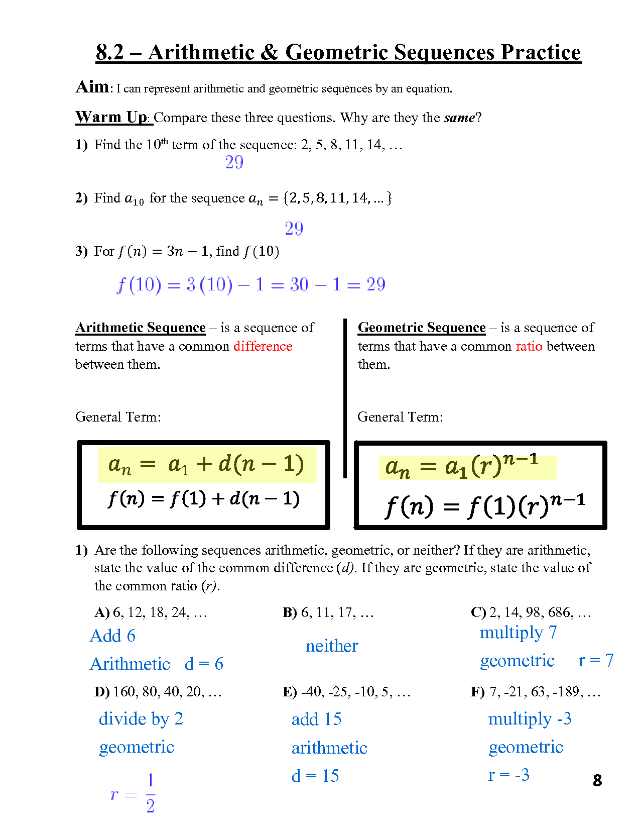 Arithmetic Sequence Word Problems Worksheets - Worksheets Library