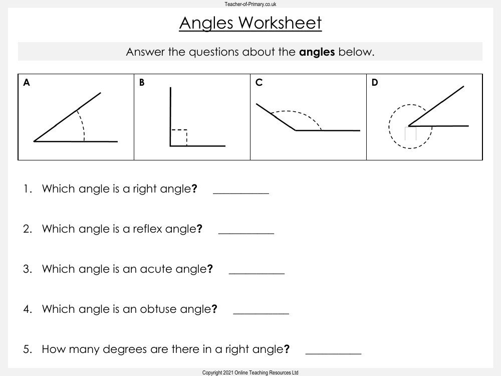 Angles Worksheet Maths Year 3 Worksheets Library