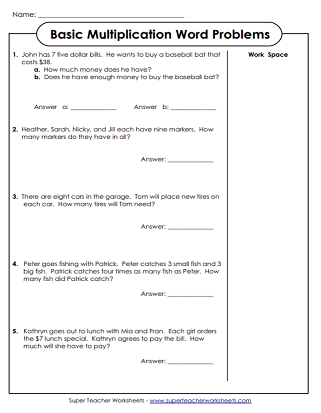 Word problems | 3rd grade, 4th grade Math Worksheet | GreatSchools