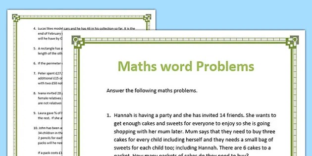 ? Maths Word Problems Worksheets | Teacher-made Worksheets - Worksheets