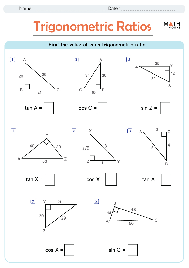 Trigonometric Ratios Worksheets Math Monks Worksheets Library
