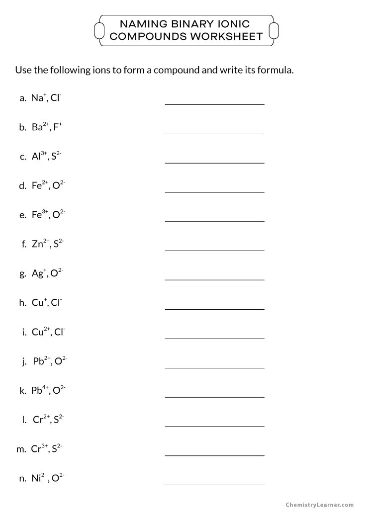 Free Printable Binary Ionic Compounds Worksheets - Worksheets Library
