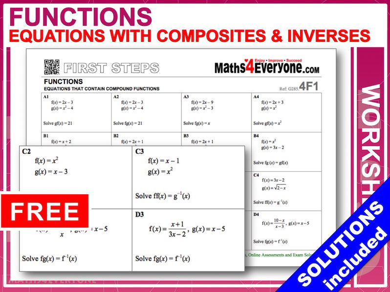 Equations with Composite Functions (Worksheet with FULL solutions