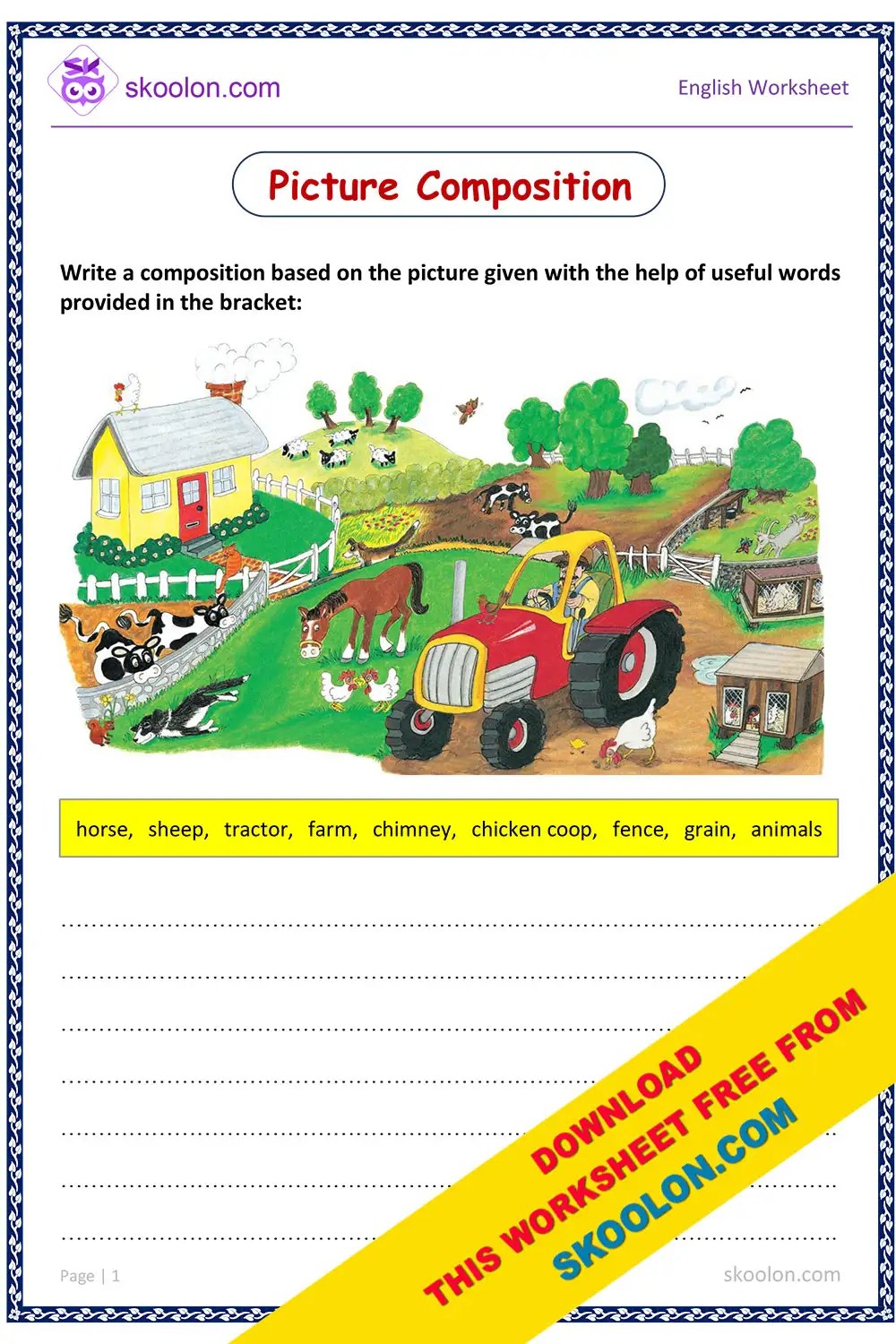Picture Composition – Farm - skoolon.com - Worksheets Library