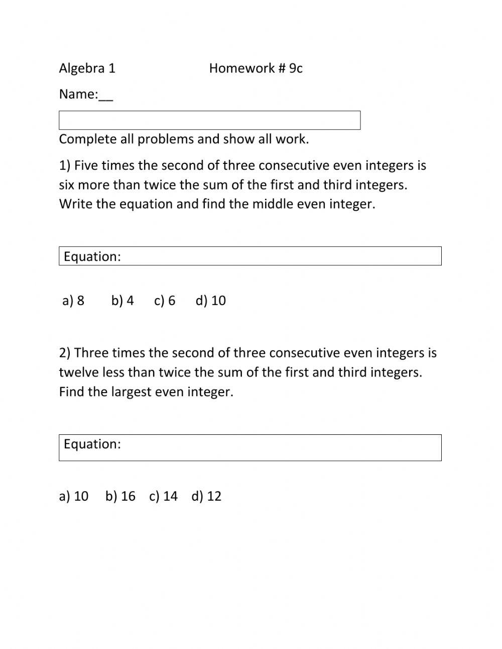 Solving Consecutive Integer Problems online exercise for | Live