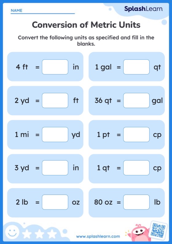 Convert the Customary Units — Printable Math Worksheet - Worksheets Library