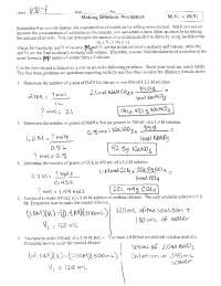 Making Dilutions Worksheet Answers Key | Exercises Chemistry | Docsity