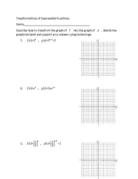 Transformations of Exponential Functions Guided Notes for Algebra 2